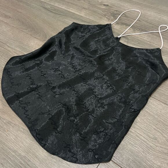 Victoria’s Secret Satin Cami Top | Small | Black Script Print | Strappy Back - Picture 1 of 6